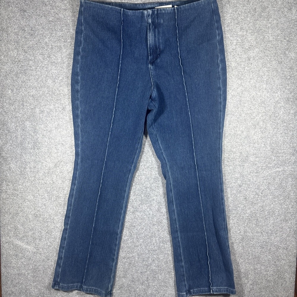 Belle by Kim Gravel Jeans 12P Blue Stretch Pintuck Bootcut High Rise Denim